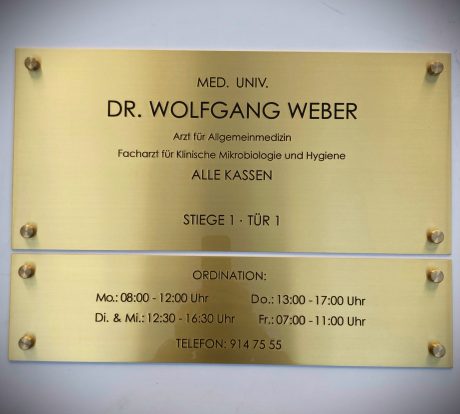 realizace - Praxisschild Dr. Wolfgang Weber
