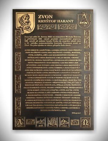 realizace - Mosazná pamětní tabule Zvon Kryštof Harant