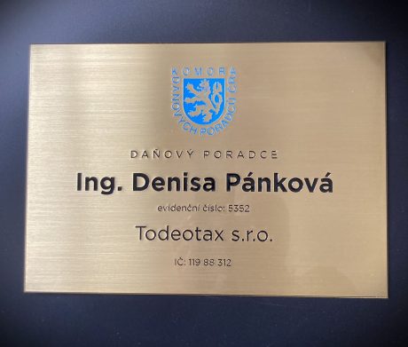 realizace - Firmenschild Steuerberaterin Dipl.-Kffr. Denisa Pánková