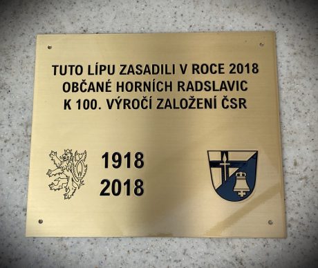 realizace - Mosazná pamětní tabule Lípa Republiky Horní Radslavice